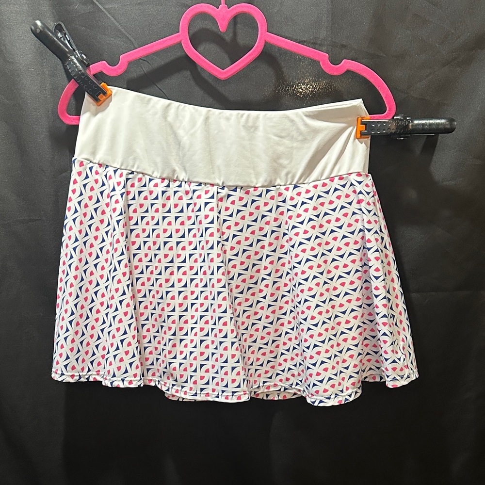 Jessica Simpson Geometric Mini Skirt in Pink and White